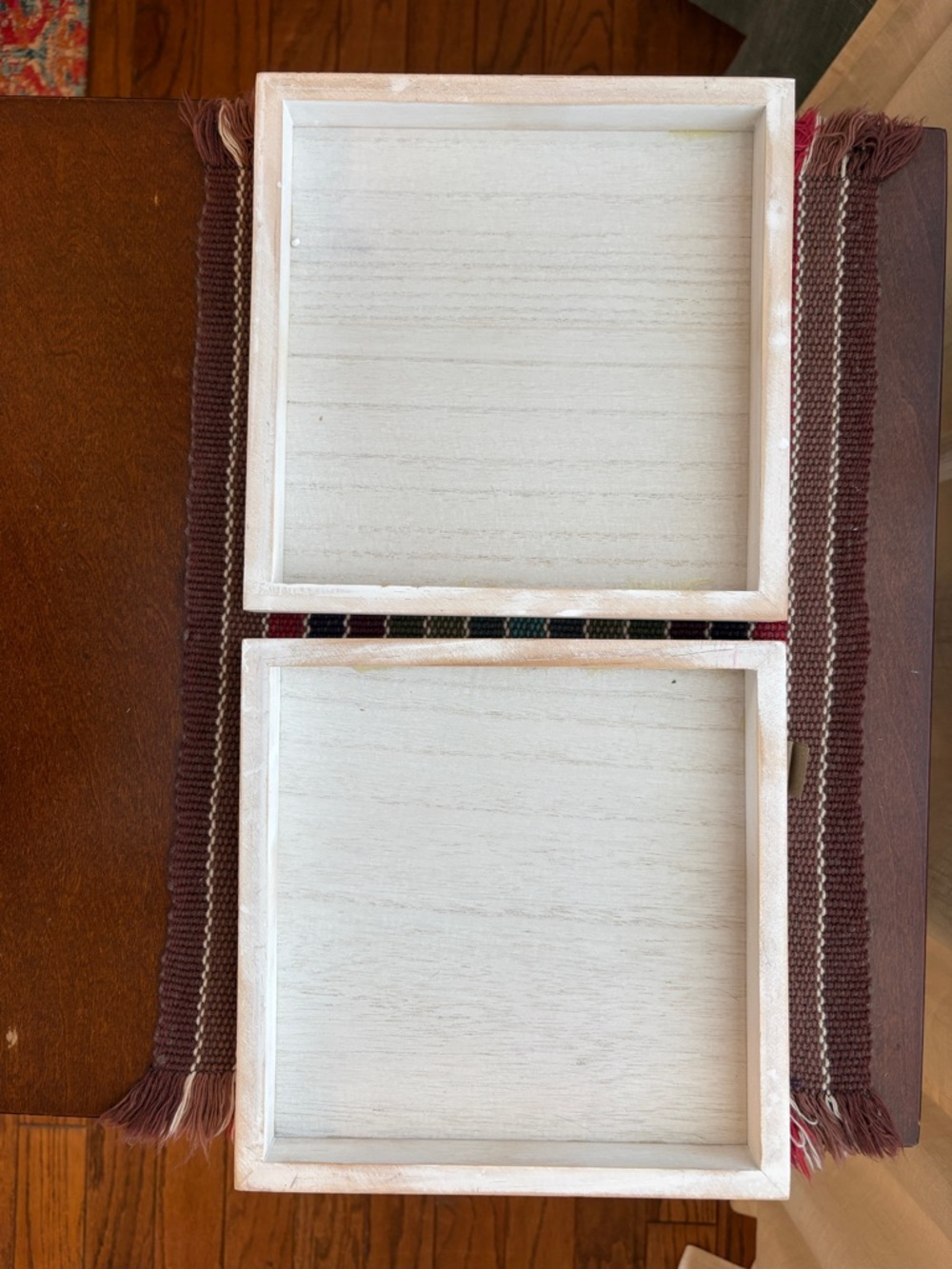 Square White Wooden Tray Shadowbox Frame Set
